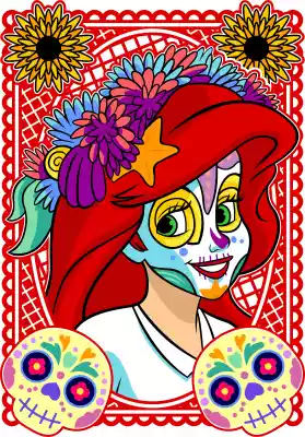 vectores plantilas DÍA DE MUERTOS,PRINCESA,DISNEY,CATRINA,NIÑA,